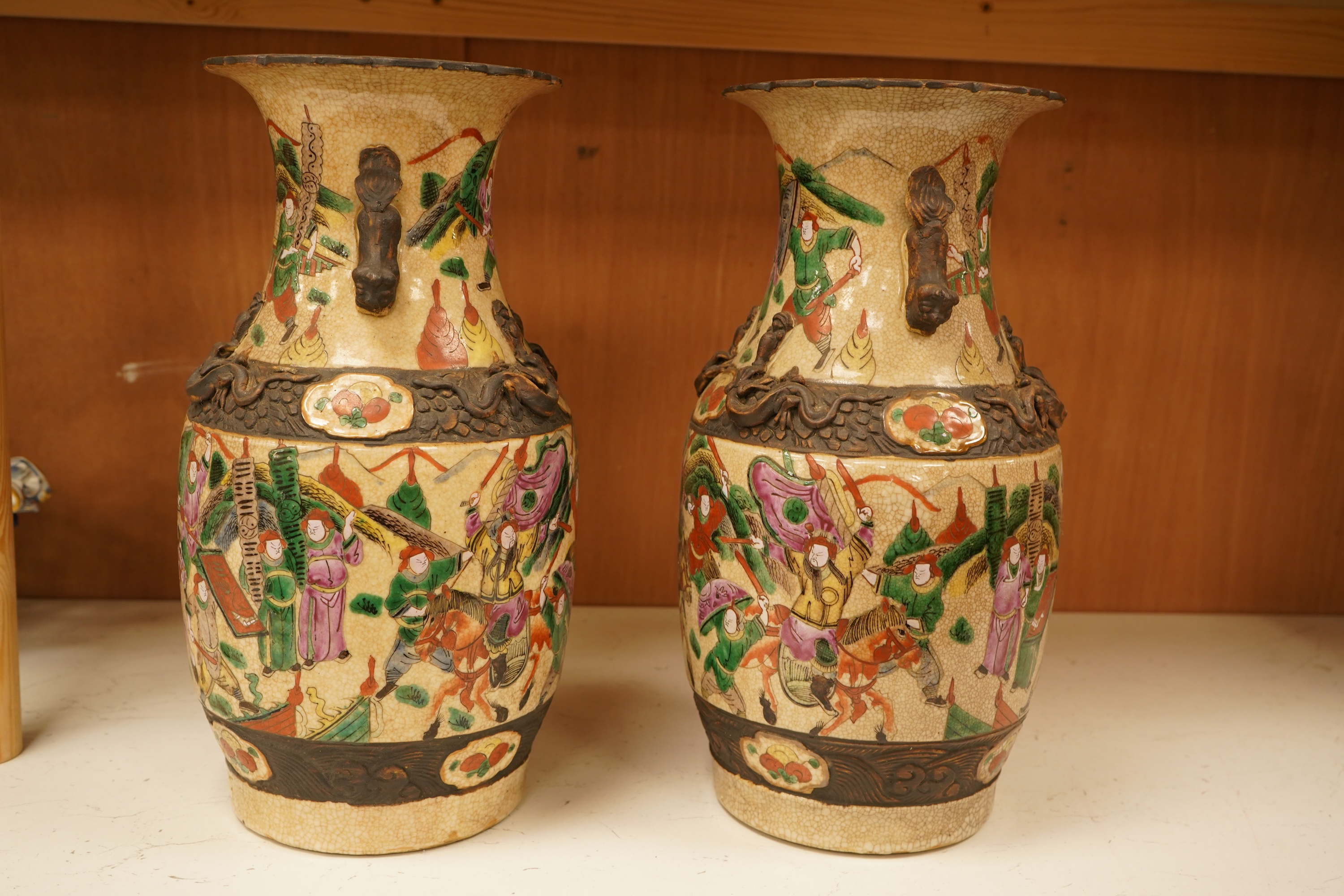 A pair of 19th century Chinese crackle glaze vases, 36cm